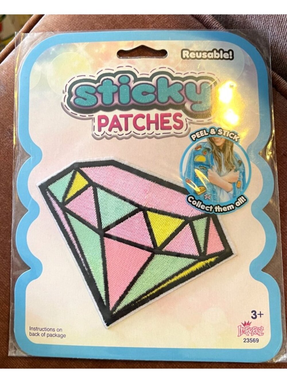 Imperial Toy Reusable Sticky Patches Diamond Jewel Peel Stick Patch NIP